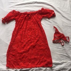 Red baby doll lingerie